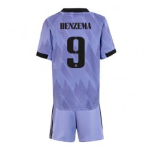 Real Madrid Karim Benzema #9 Bortaställ Barn 2022-23 Korta ärmar (+ Korta byxor)